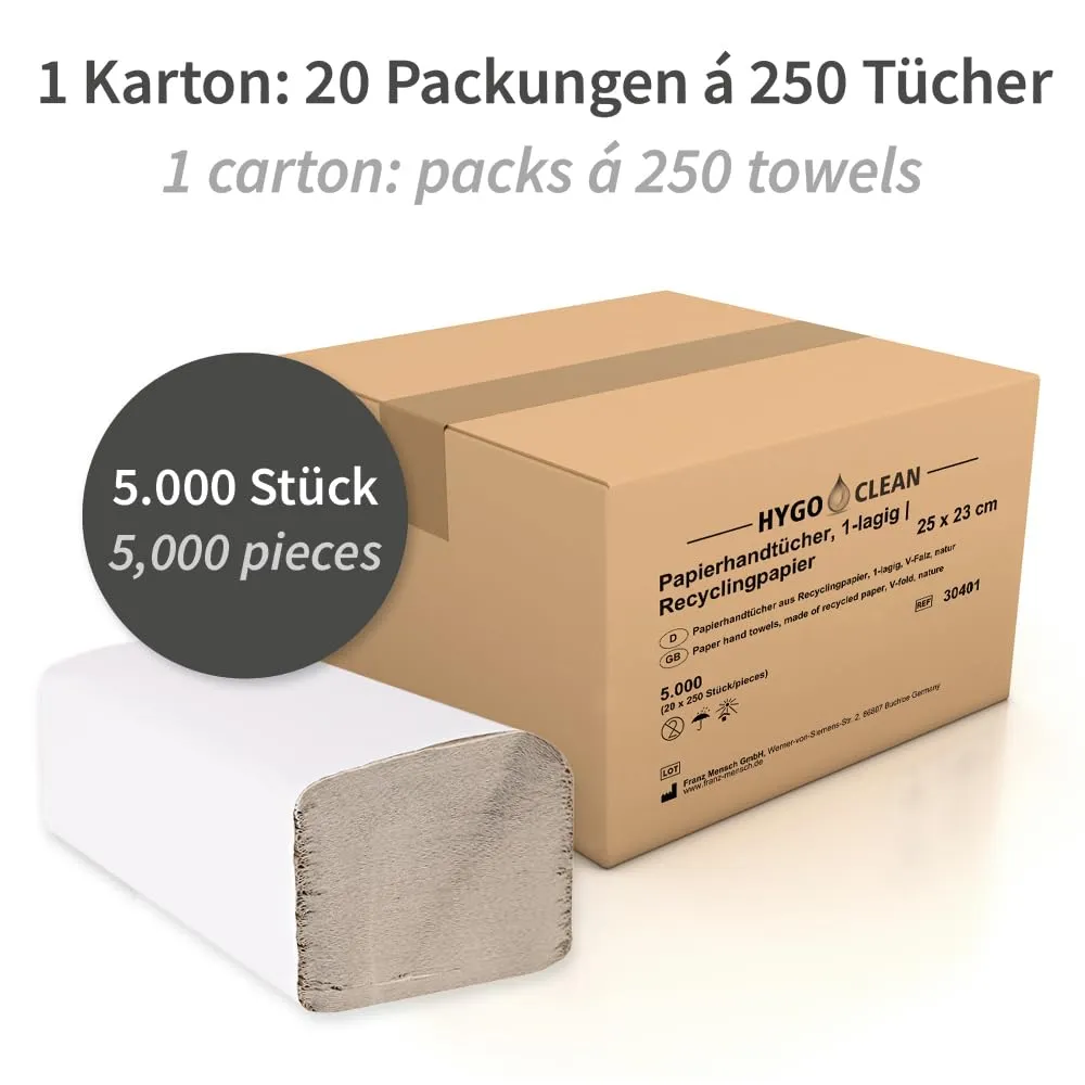 Hygostar Papierhandtücher natur 25x23 cm 5000 St 1-lagig
