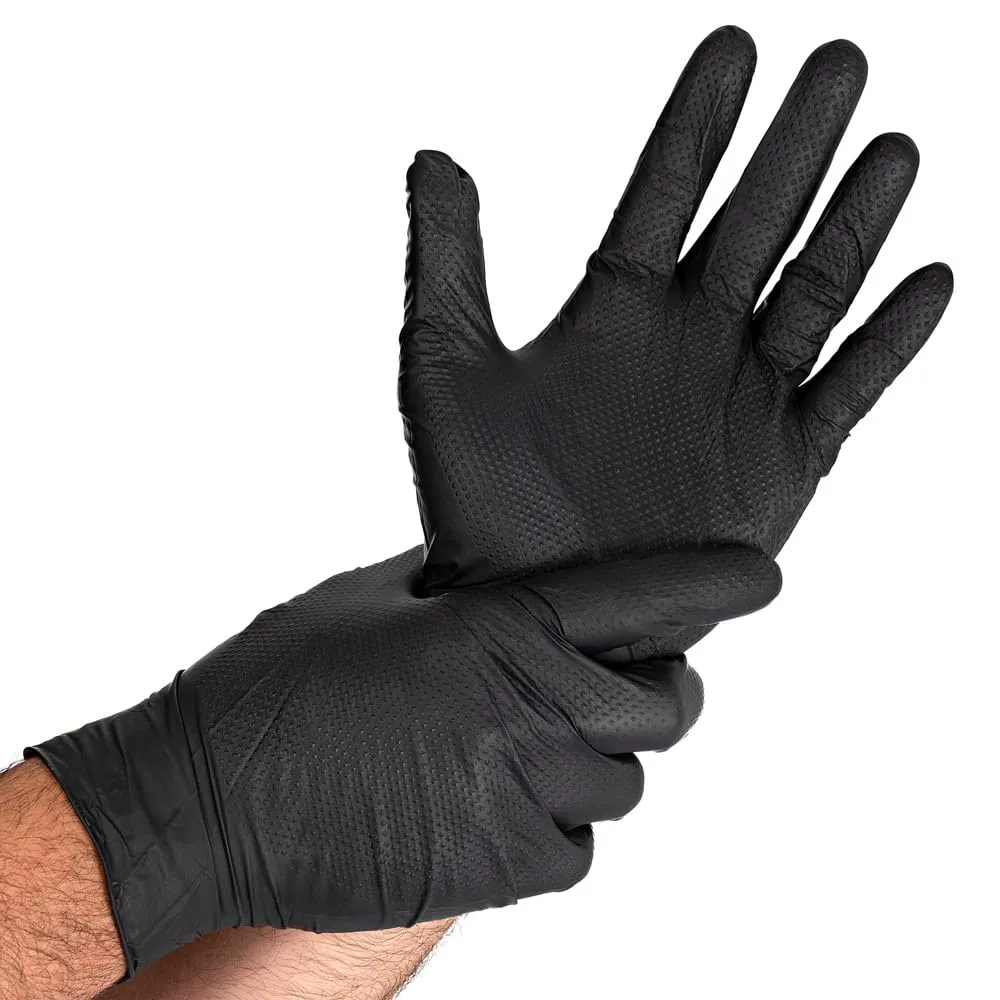 Hygostar Diamond Grip Nitrilhandschuhe schwarz 8-M extra stark