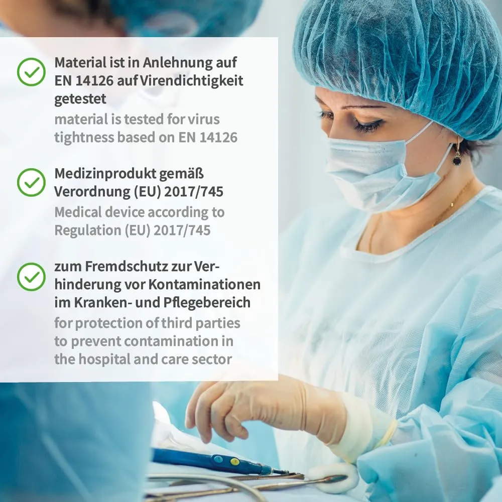 Franz Mensch Hygostar Vlieskittel blau XL 135cm 100 Stück PP/PE