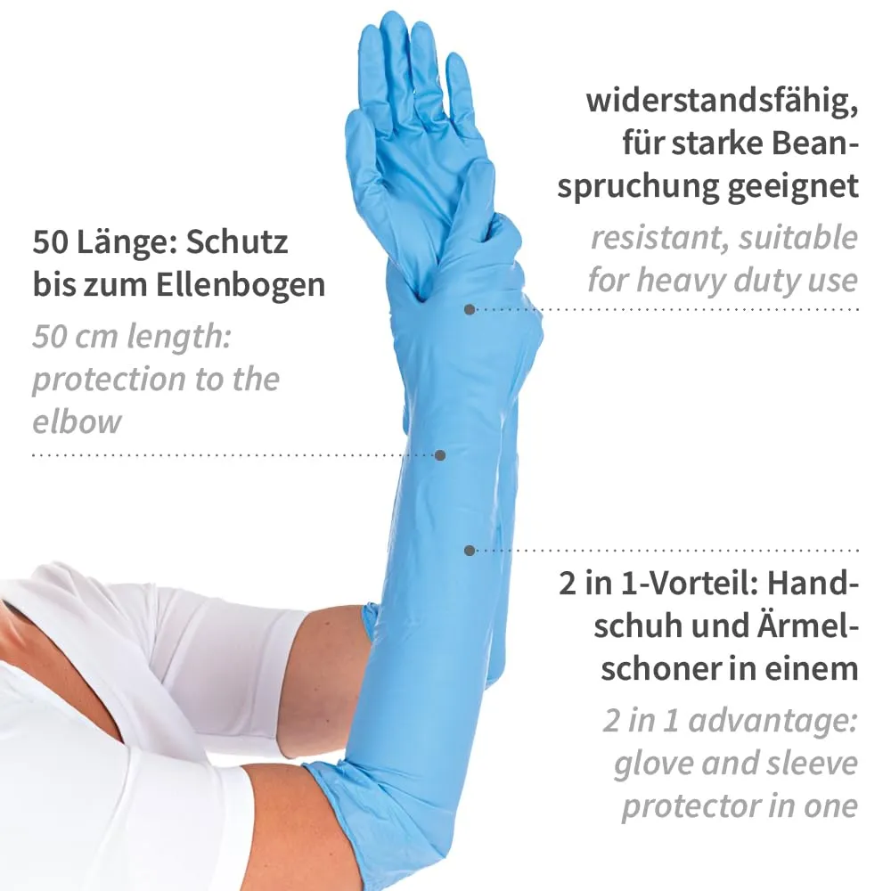 Hygostar Extra Safe Superlong Nitrilhandschuhe M 500 Stück 50 cm