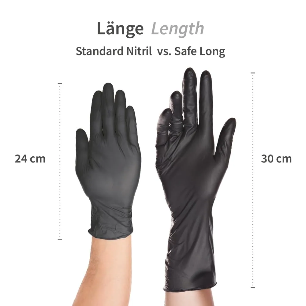 HygoStar Nitrilhandschuhe schwarz M 100 Stk extra lang