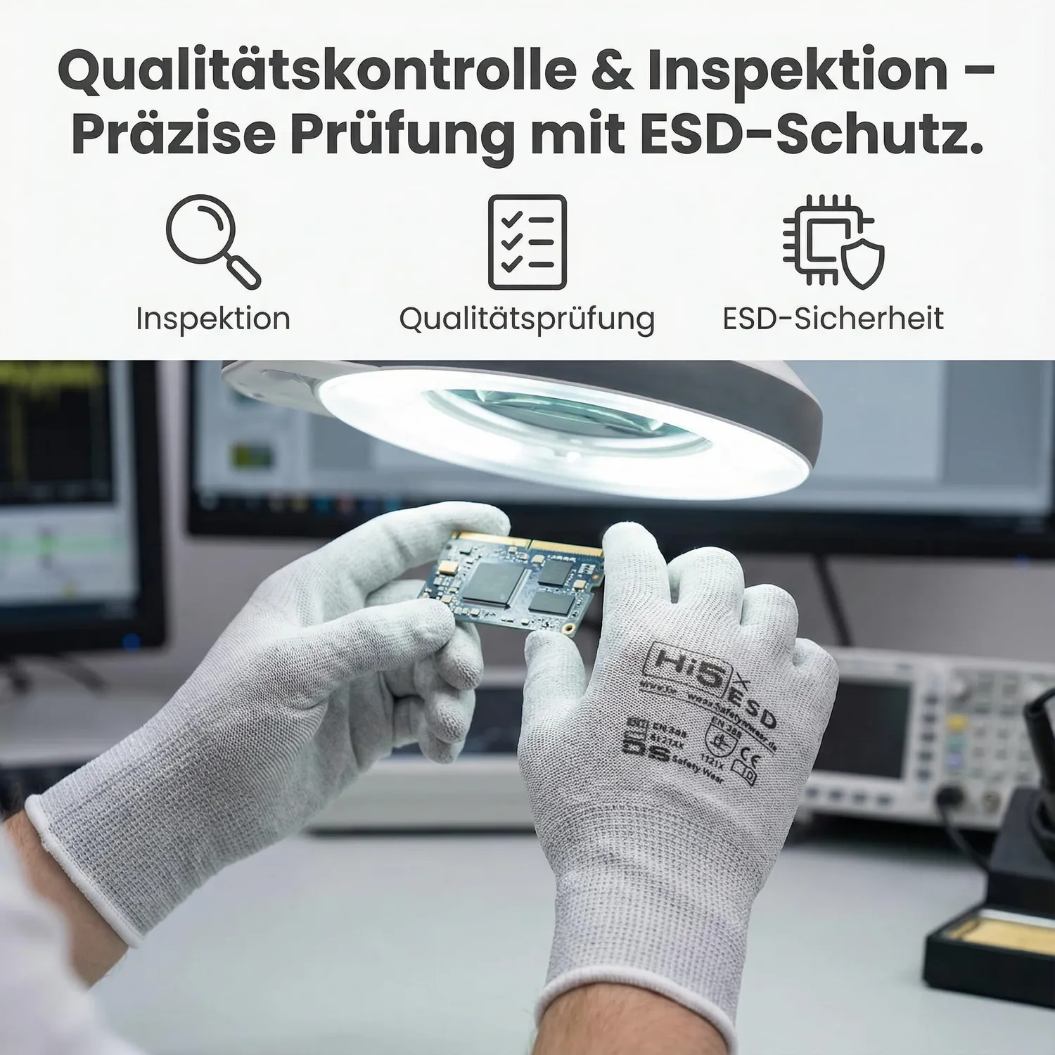 Hi5 X-ESD HI571 Arbeitshandschuhe M 3 Stück ESD weiß
