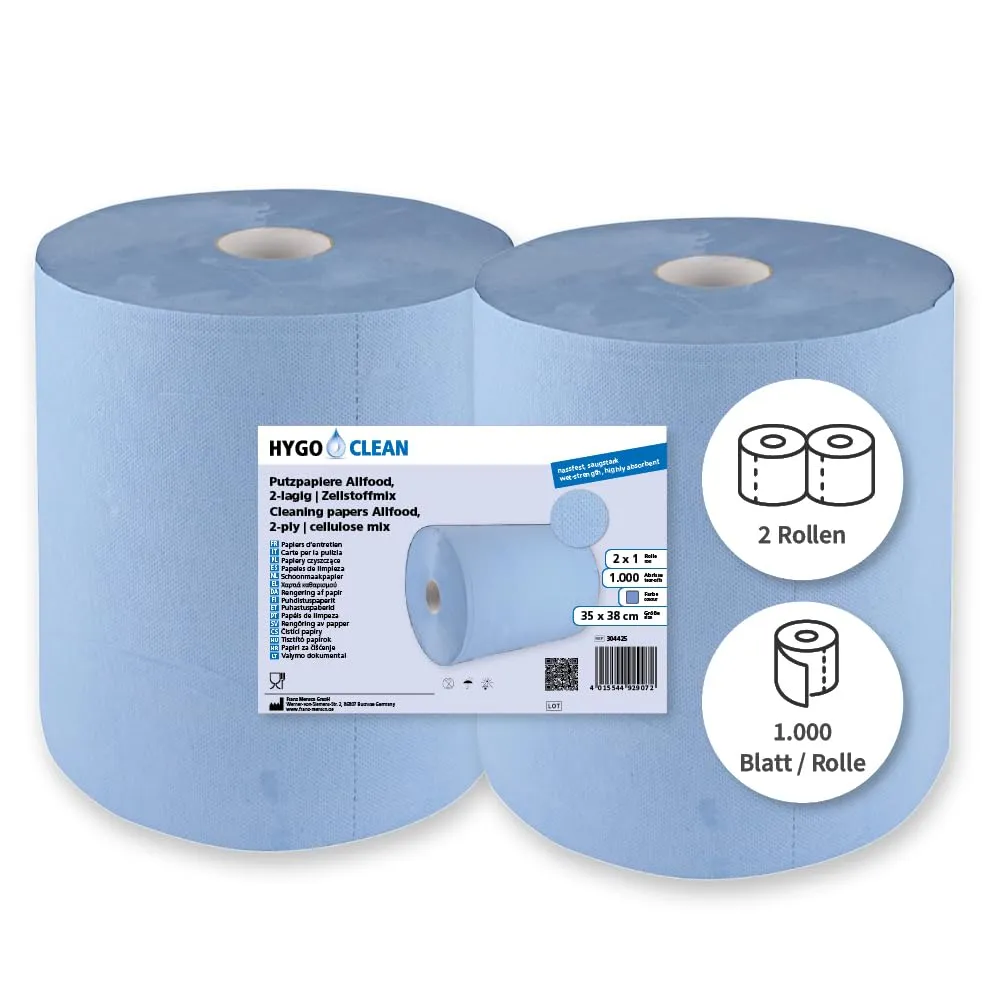 Franz Mensch Hygoclean Putzpapierrollen blau 2 Stk. 35x38 cm 2-lagig