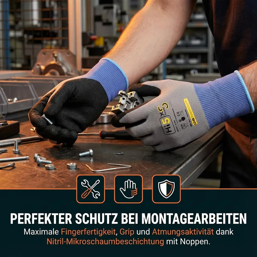 Hi5 X-Super S Arbeitshandschuhe L 3 Stück Sandy-Nitril