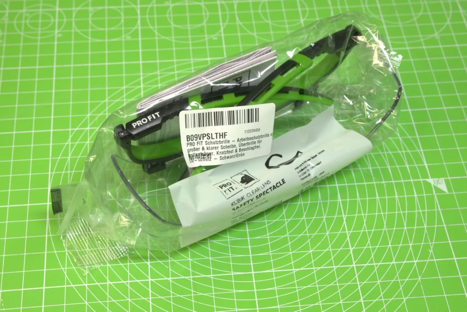 ProFit Kubik Schutzbrille Schwarz-Grün Überbrille klar