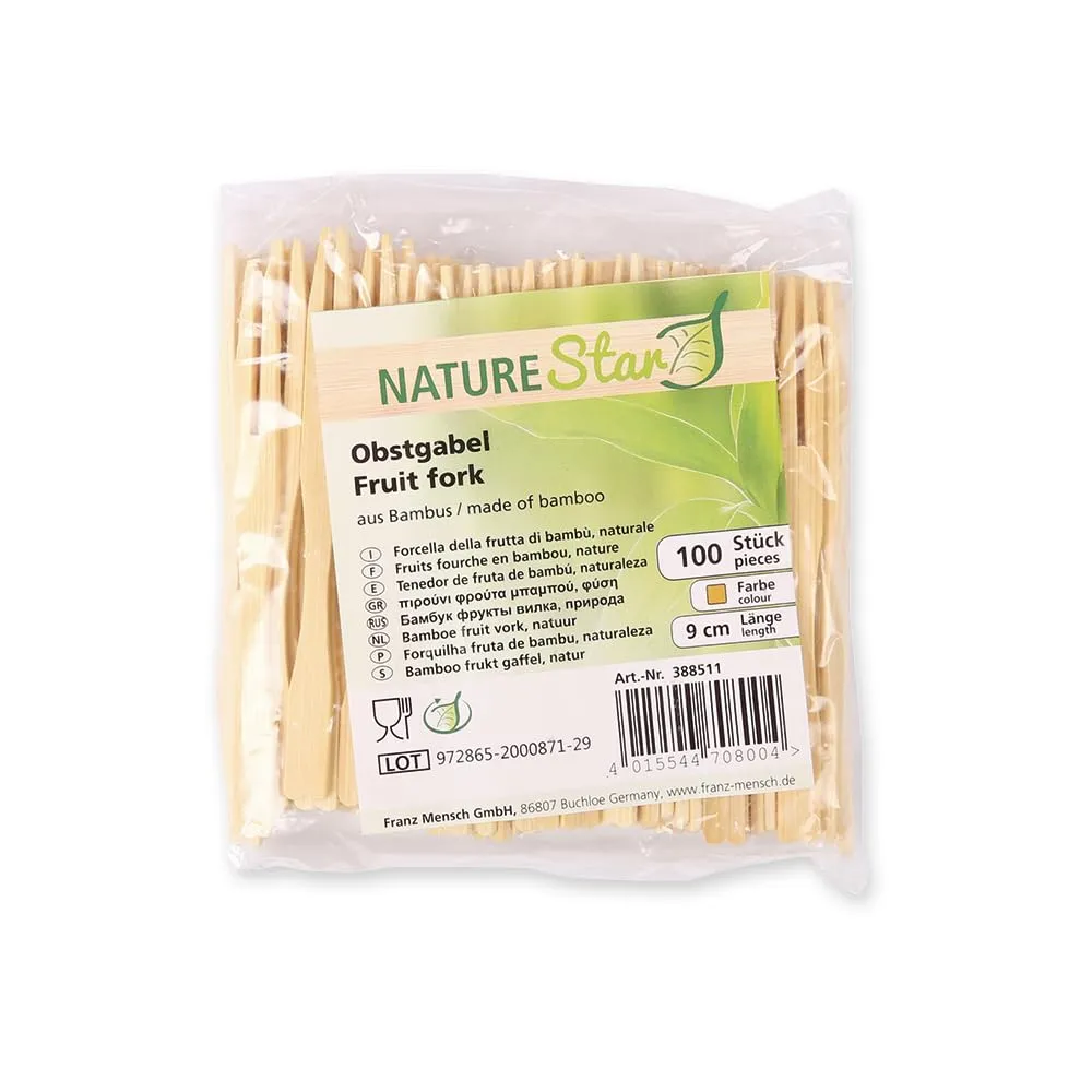 Franz Mensch NatureStar Obstgabel Bambus 9cm 1000 Stk zweizackig