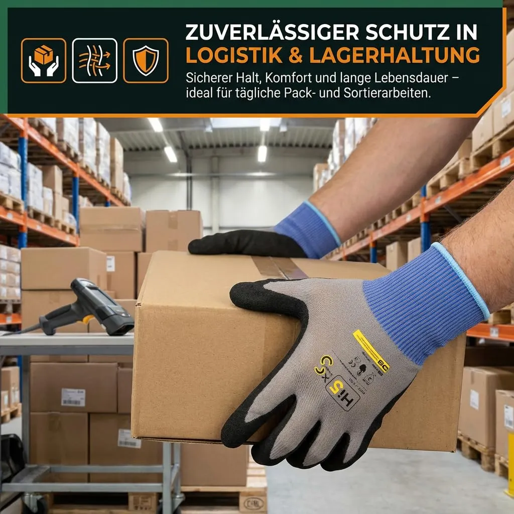 Hi5 X-Super S Arbeitshandschuhe L 3 Stück Sandy-Nitril