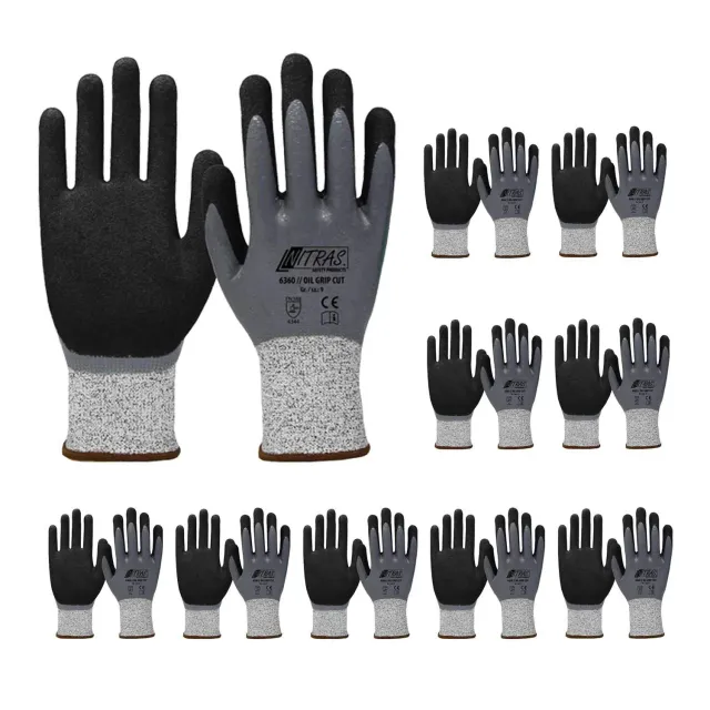 Nitras 6360 Oil Grip Cut Schnittschutzhandschuhe 10 Paar Gr. 10