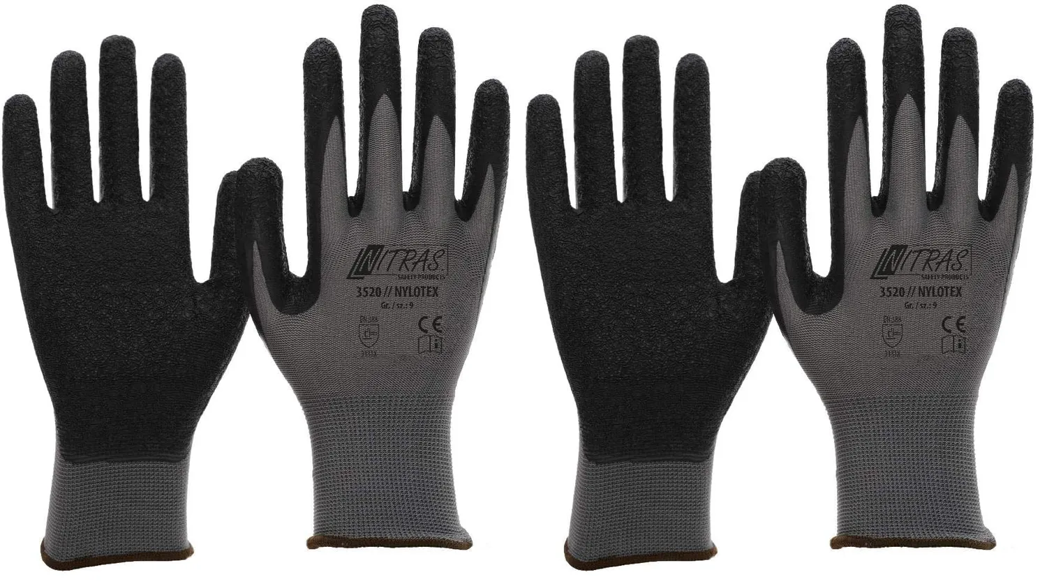 Nitras Nylotex 3520 Arbeitshandschuhe Grau-Schwarz 12 Paar griffig