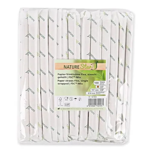 NatureStar Flex Papiertrinkhalme 3000 Stück einzeln