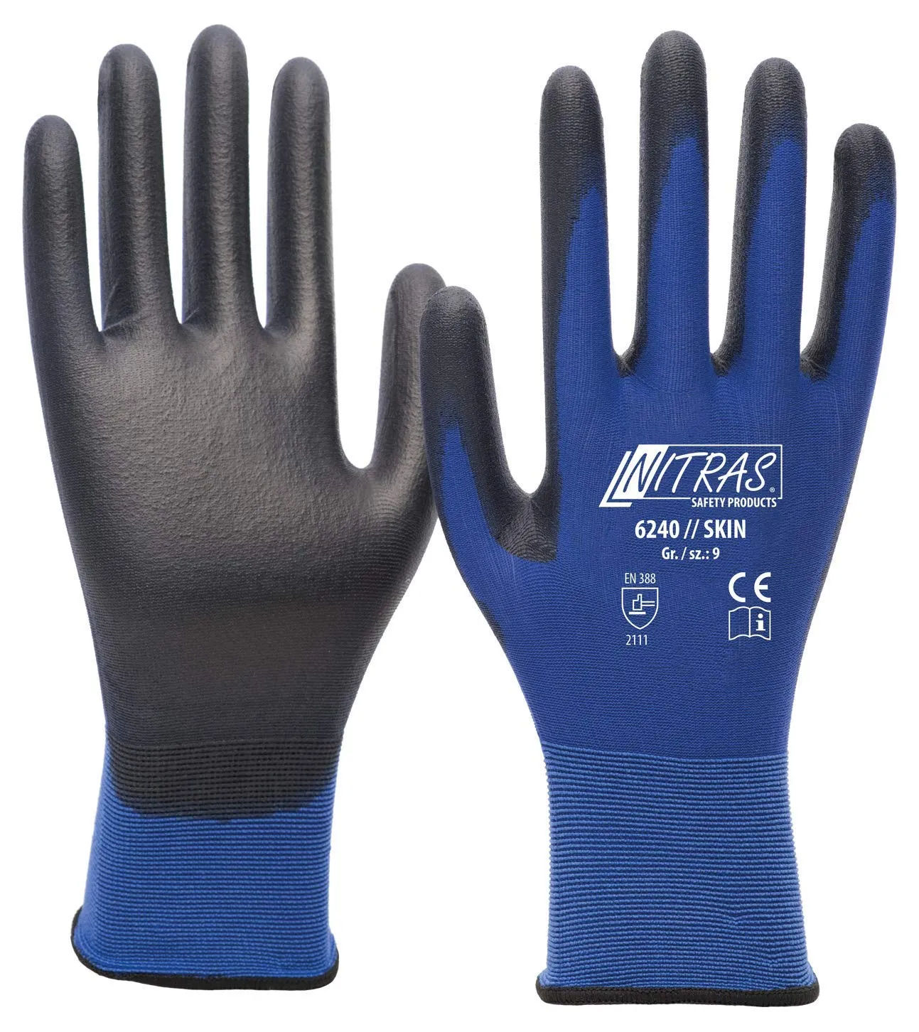 Nitras Safety Skin 6240 PU-Montagehandschuhe Gr. 7 12 Paar touchscreenfähig