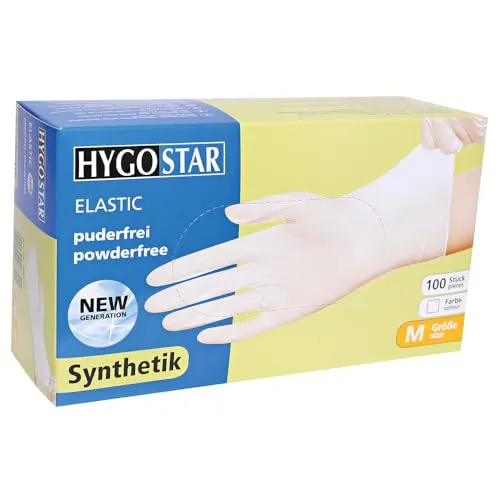 Hygostar Elastic Synthetikhandschuhe weiß 8/M 100 Stück puderfrei