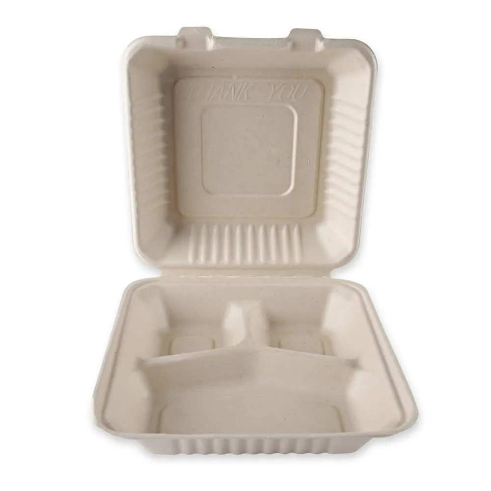 NatureStar Menübox 3-geteilt natur 1,1 L 250 Stück Klappdeckel