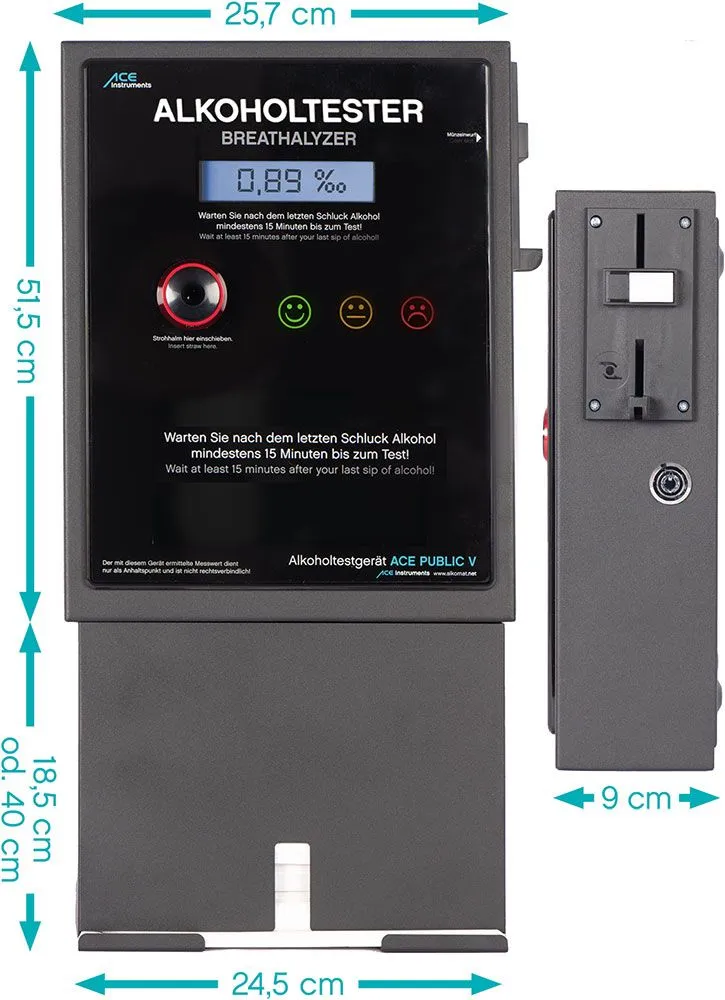 ACE Public Alkoholtester mit Video-Rahmen Münzbetrieb elektrochemisch