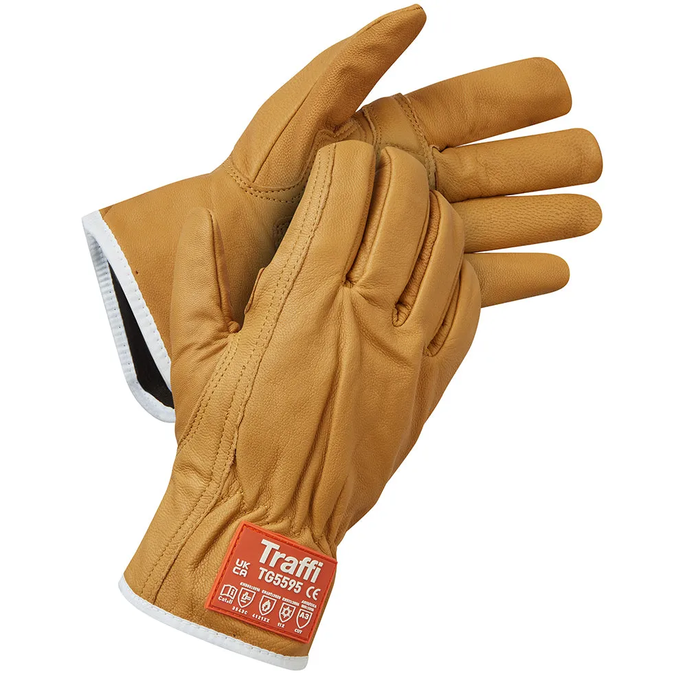 TraffiGlove TG5595 Leder-Winterhandschuh Schnittschutz C Gefüttert
