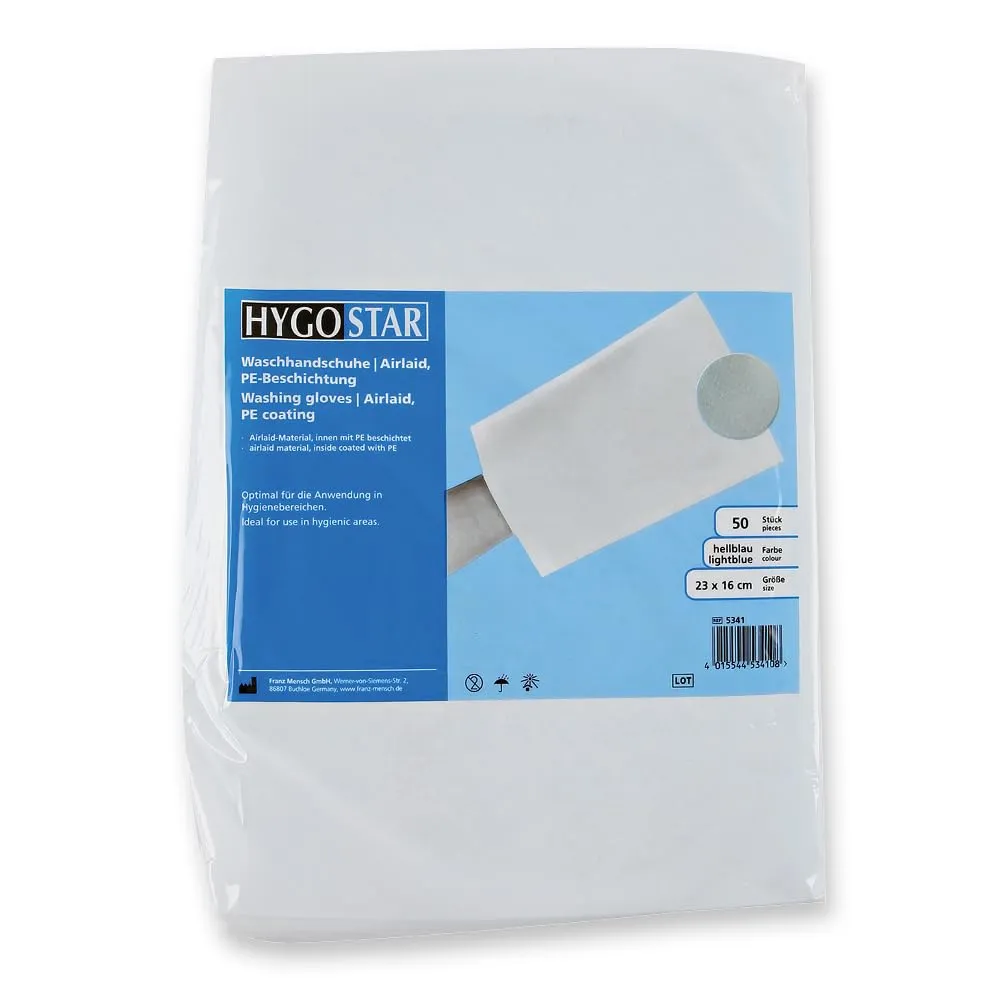 Hygostar Waschhandschuhe Airlaid hellblau 1000 Stück PE