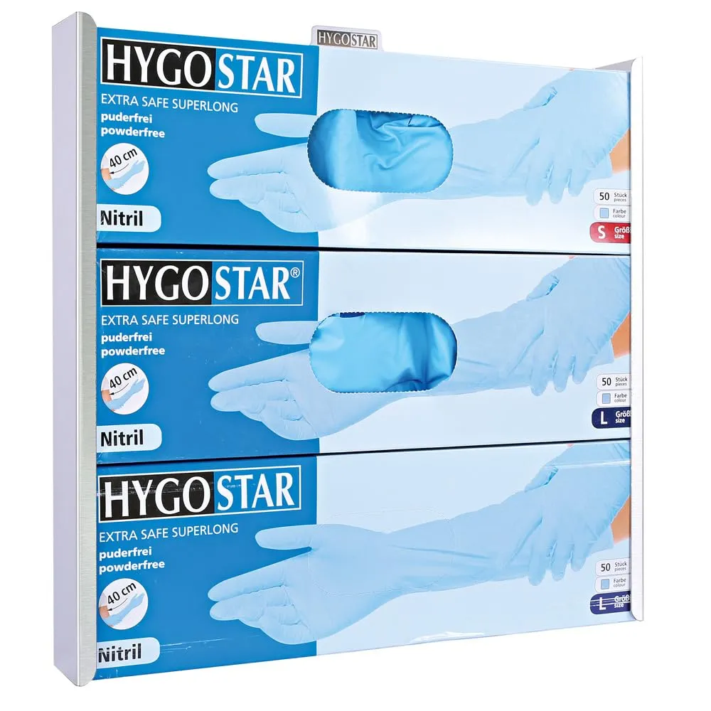 Hygostar Extra Safe Handschuhspender 3-fach 40 cm Edelstahl