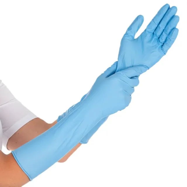 Franz Mensch Hygostar Nitrilhandschuhe 40cm 50er M blau