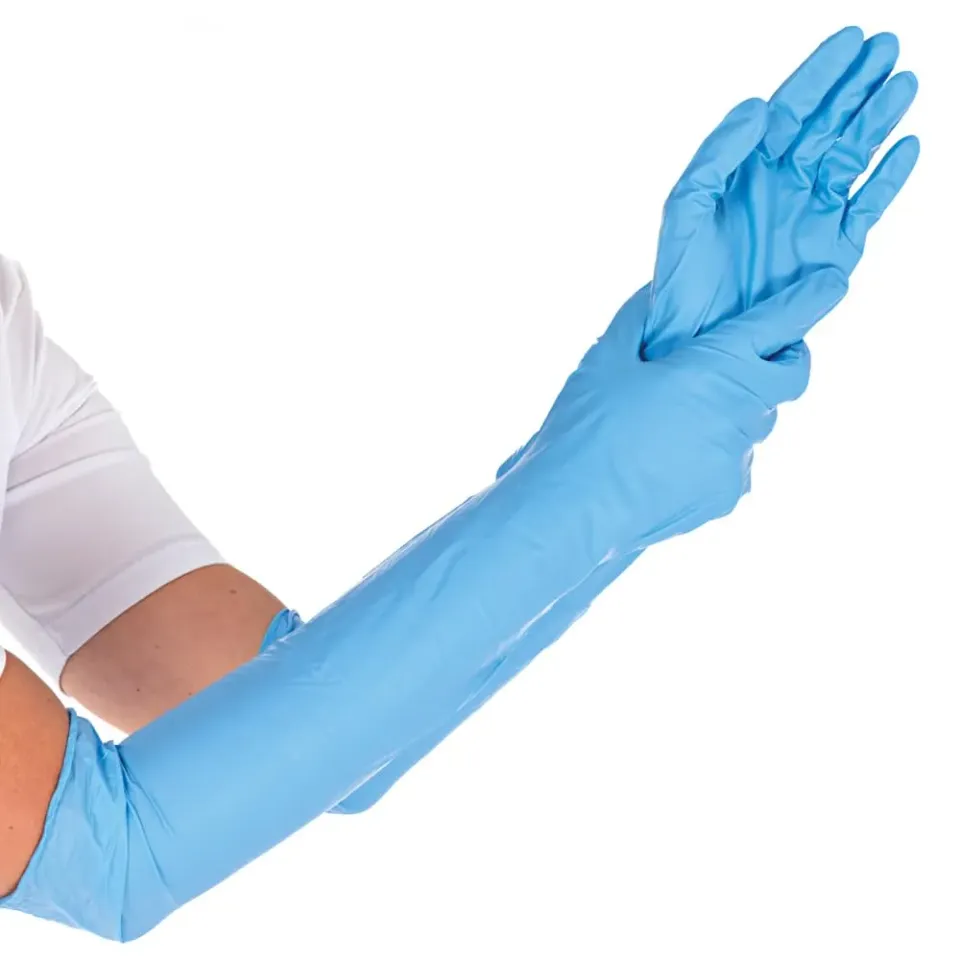 Hygostar Extra Safe Superlong Nitrilhandschuhe L blau 50 Stk.