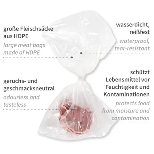 Hygostar Fleischsäcke 25 l transparent 500 Stück 21my