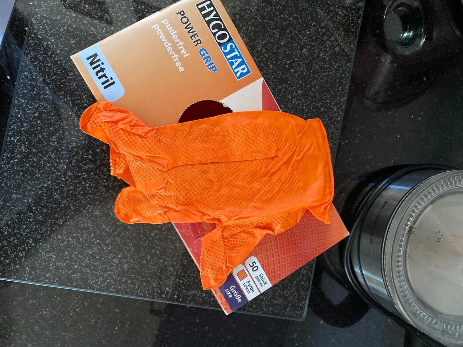 Hygostar Nitrilhandschuhe Power Grip orange 8/M 50 Stk griffig