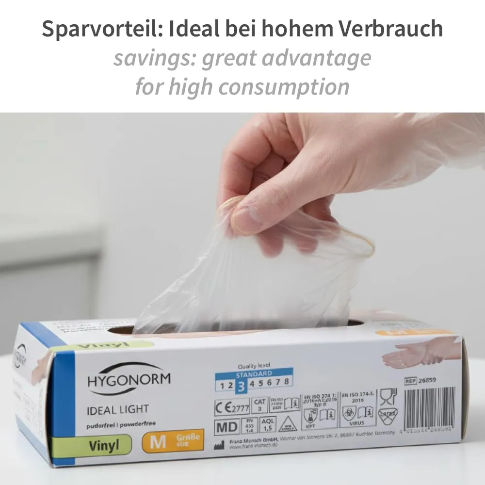 Franz Mensch Hygonorm Ideal Light Vinylhandschuhe 1000 Stück L puderfrei