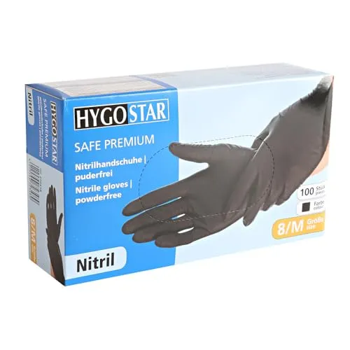 Hygostar Safe Premium Nitrilhandschuhe 8/M 100 Stück schwarz
