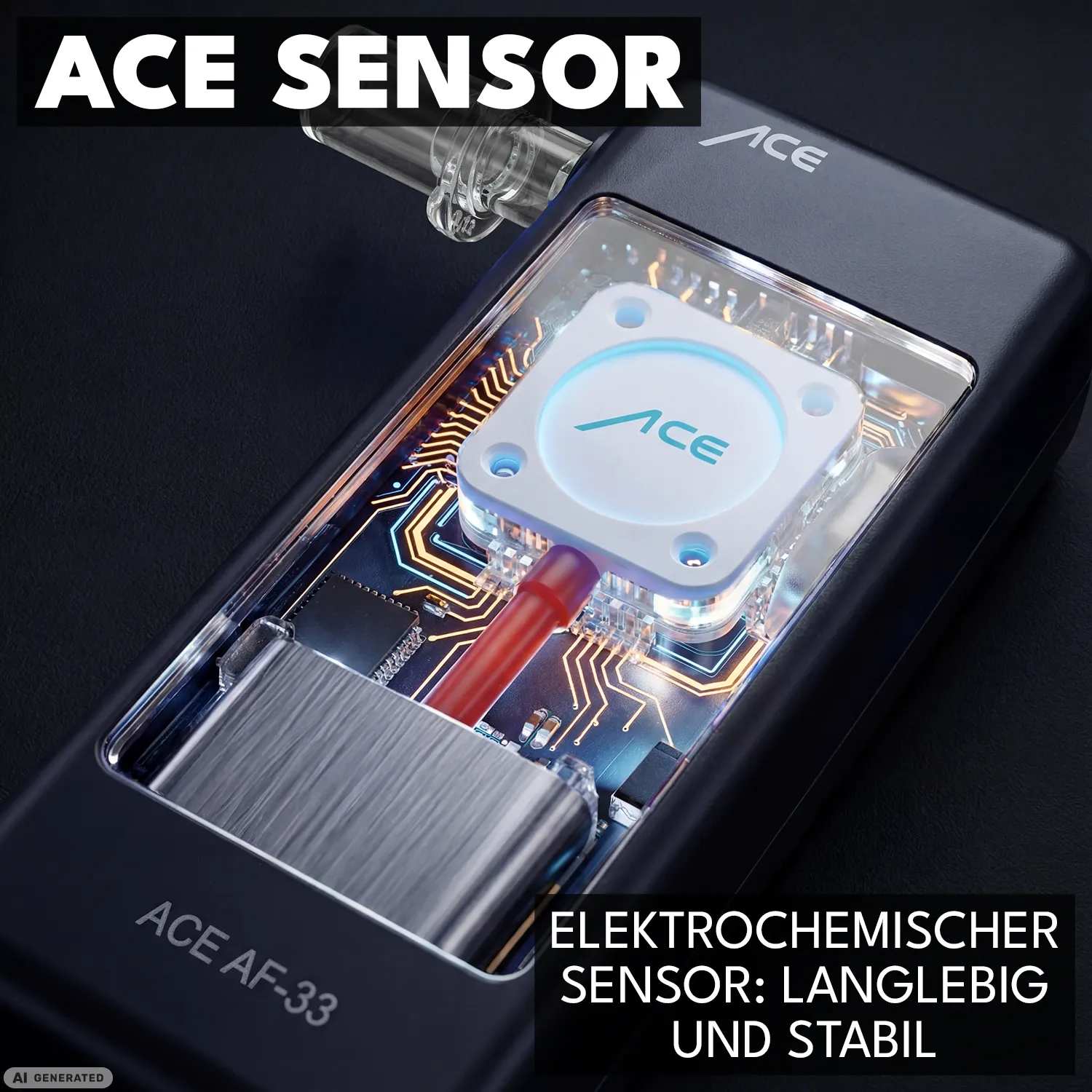 ACE AF-33 Alkotester mit 25 Mundstücken elektrochemisch