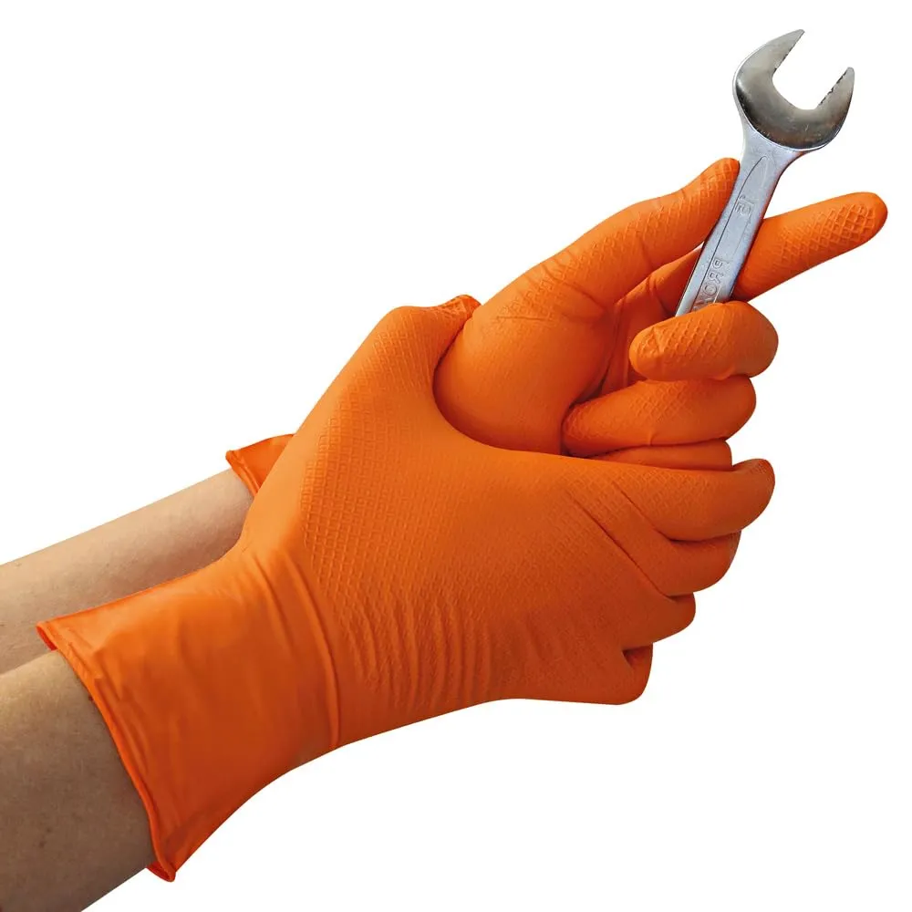 Hygostar Nitrilhandschuhe Power Grip orange 8/M 50 Stk griffig