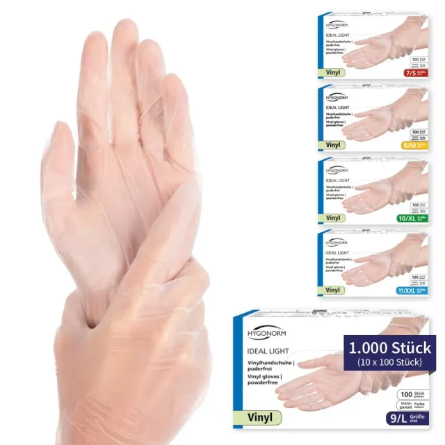Franz Mensch Hygonorm Ideal Light Vinylhandschuhe 1000 Stück L puderfrei