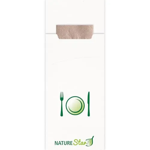 NATUREStar Bestecktaschen Papier weiß 520 Stück mit Serviette
