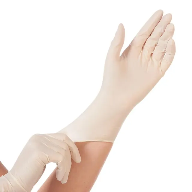 Hygomed Med Grip Latexhandschuhe weiß 9/L 100 Stück puderfrei