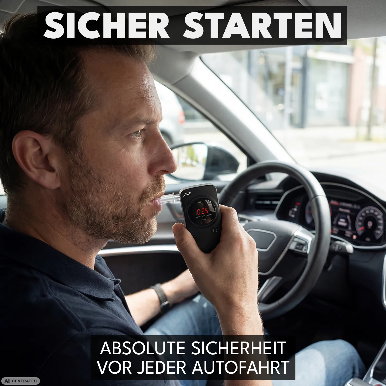 ACE One Alkoholtester mit 25 Mundstücken kompakt