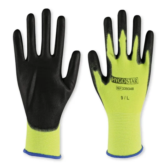 Hygostar Neon Ace Feinstrickhandschuhe 10/XL 24 Stück PU gelb