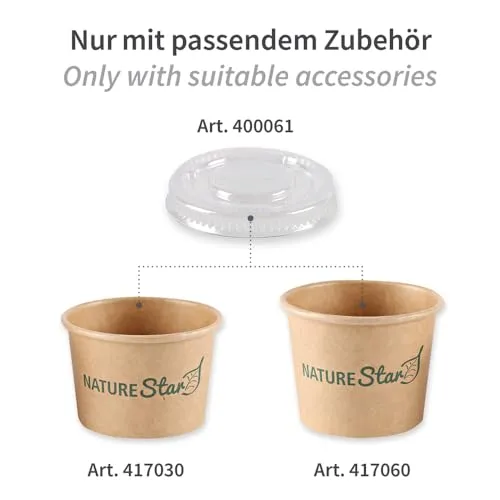 NatureStar Dip Deckel rPET 6,2 cm 2000 Stück transparent