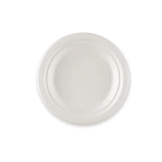 NatureStar Zuckerrohr-Teller rund weiß 15,3 cm 1000 Stück bio