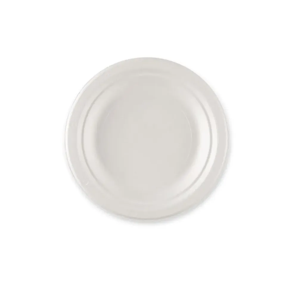 NatureStar Zuckerrohr-Teller rund weiß 15,3 cm 1000 Stück bio