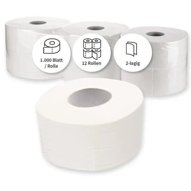 Hygoclean Toilettenpapier 2-lagig 12 Rollen je 1000 Abrisse