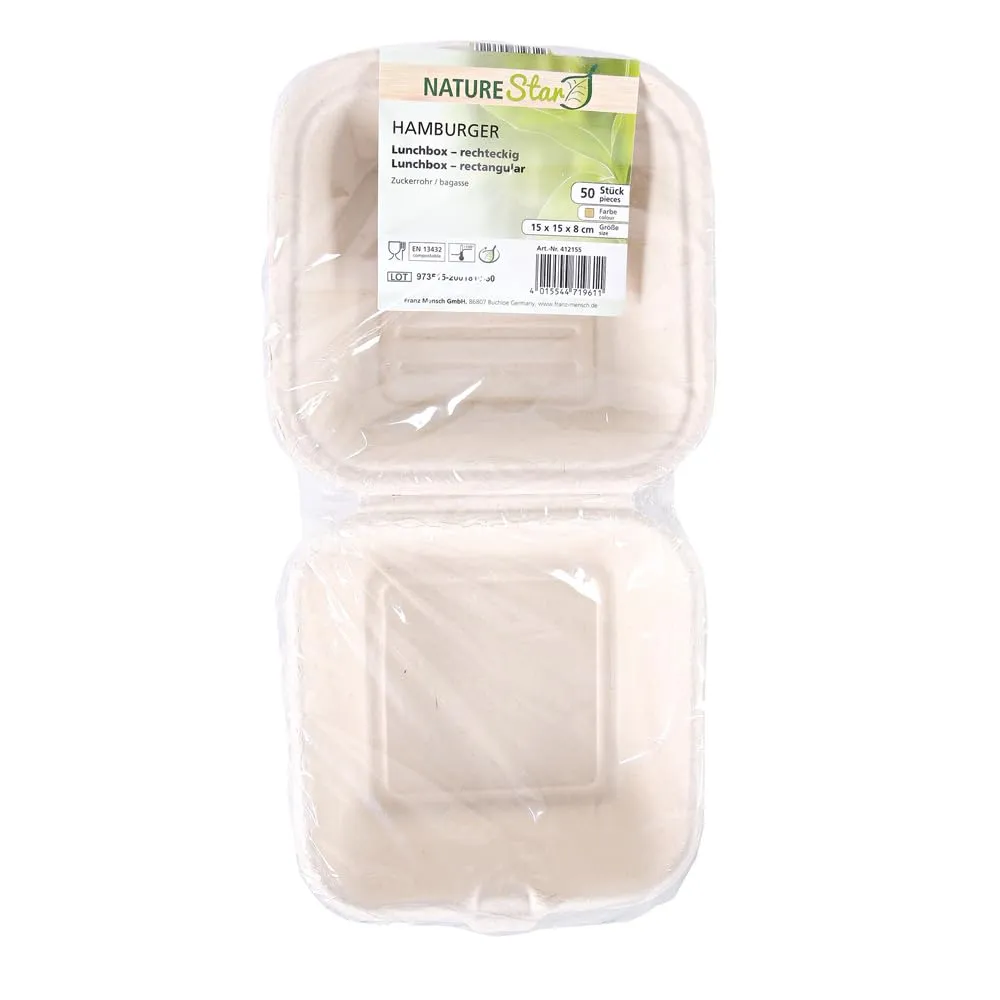 NatureStar Hamburgerbox Zuckerrohr 150mm 500 Stück