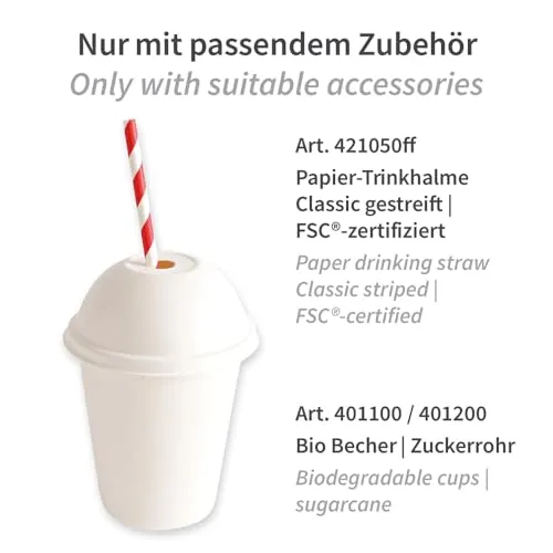 NatureStar Domdeckel Zuckerrohr weiß 9,4 cm 1000 Stück