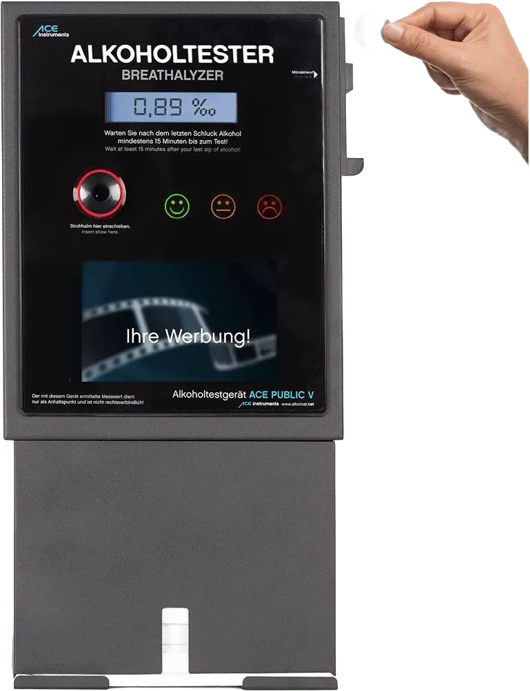ACE Public Alkoholtester mit Video-Rahmen Münzbetrieb elektrochemisch