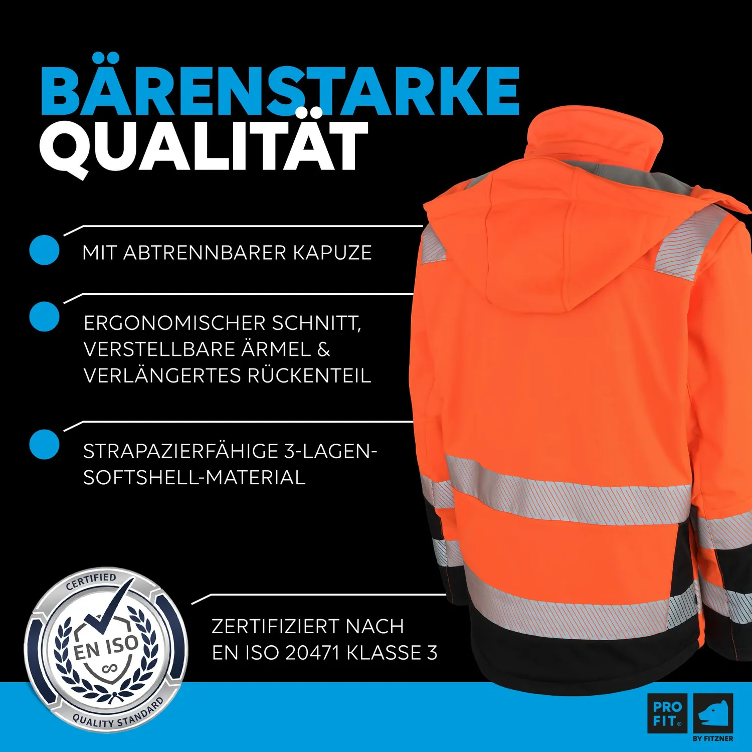 ProFit Winter Warnschutz Softshelljacke XL winddicht EN ISO20471