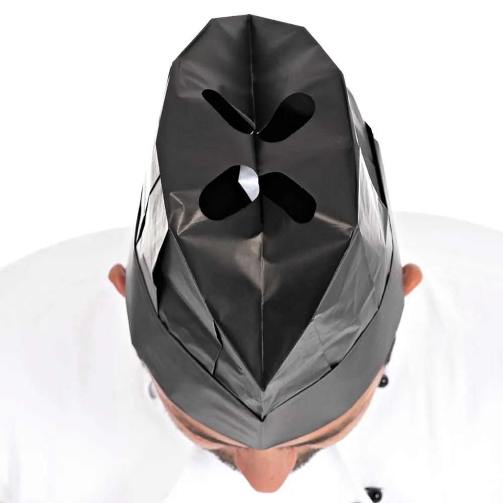 Hygostar Excellent Kochmütze Papier schwarz 250 Stück 22cm