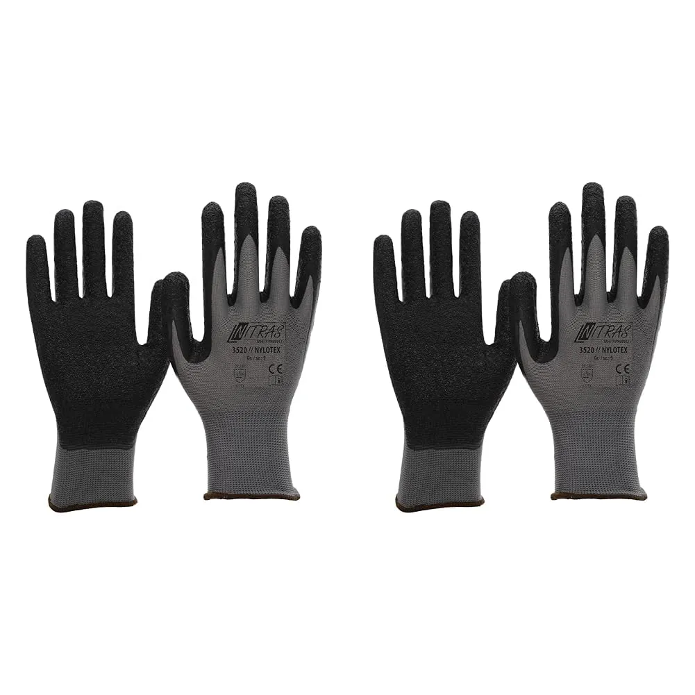 Nitras Nylotex 3520 Arbeitshandschuhe Grau-Schwarz 12 Paar griffig