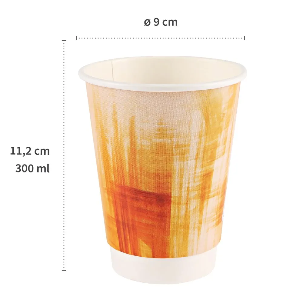 Hygostar Schnabelbecher Pappbecher orange 600 Stück 0,3 l doppelwandig