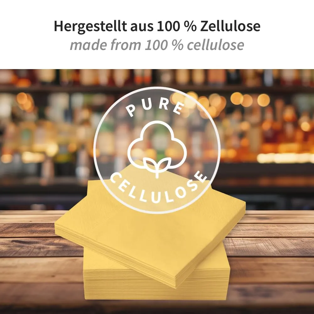 NatureStar Cocktail-Servietten gelb 24x24cm 3-lagig 1000 Stück