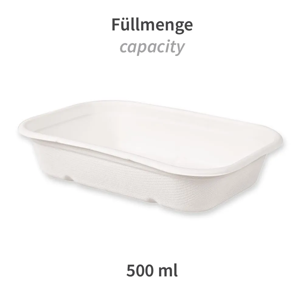 NatureStar Casa Schalen eckig 650ml weiß 500 Stück Zuckerrohr