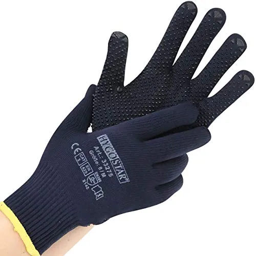 Hygostar Pearl 33275 Feinstrickhandschuhe blau M 12 Stück Noppen