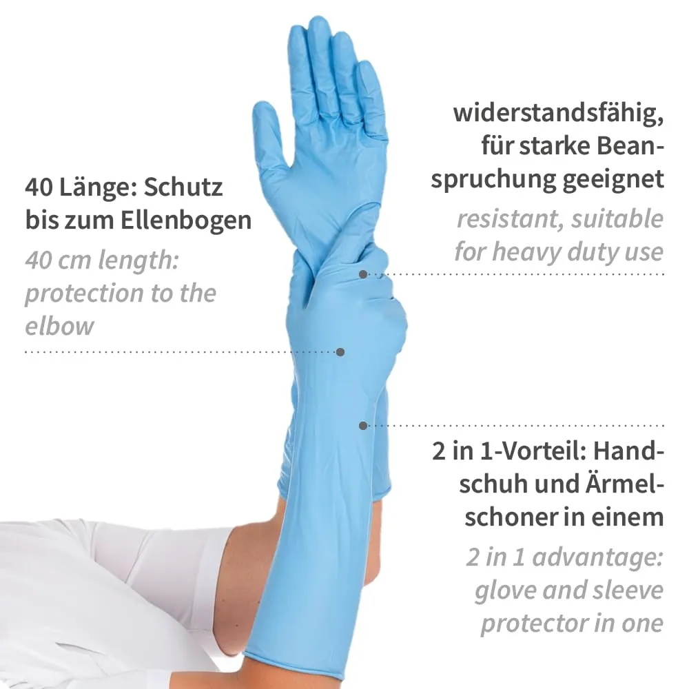Franz Mensch Hygostar Nitrilhandschuhe 40cm 50er M blau