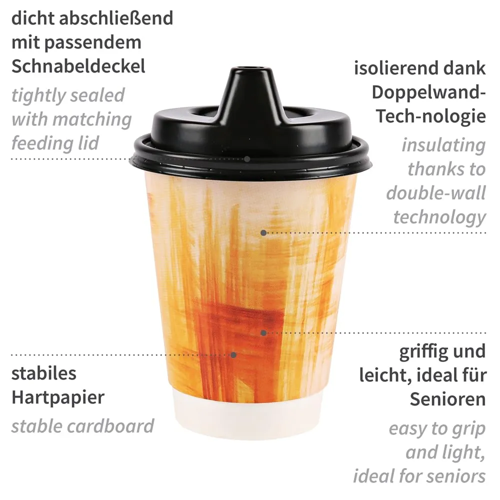 Hygostar Schnabelbecher Pappbecher orange 600 Stück 0,3 l doppelwandig